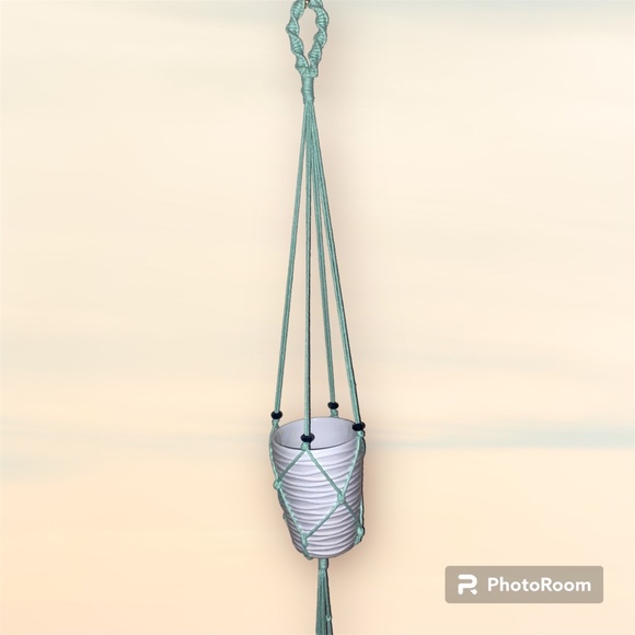 Custom Hand Crafted Macrame Plant Hanger with Pot - Picture 2 of 9
